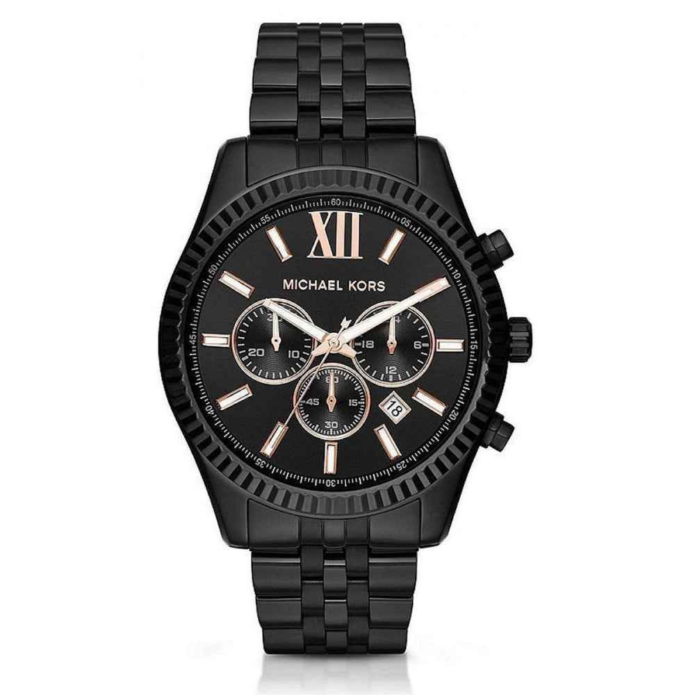 Michael Kors Lexington MK8467 Men's Black Dial Black Stainless Steel Chronograph Watch