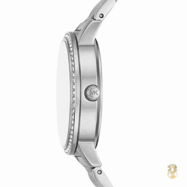 Michael Kors Melissa MKO1082 Women's Silver Stainless Steel Chronograph Watch 35mm