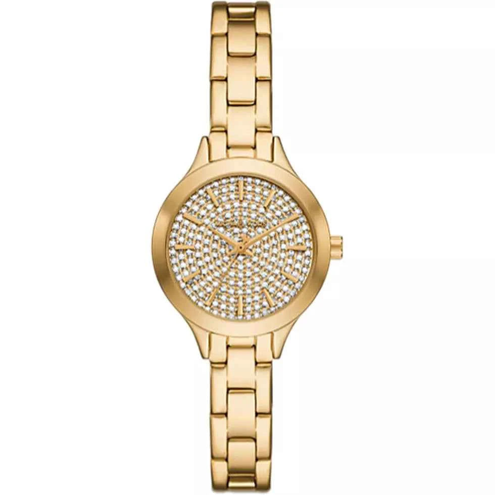 Michael Kors Aspyn MKO1086 Women's Gold Stainless Steel Pavé Watch 28mm