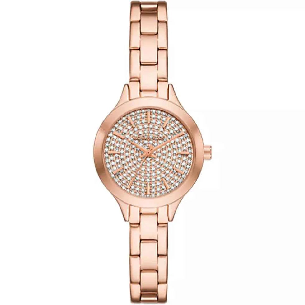 Michael Kors Aspyn MKO1087 Women's Rose Gold Stainless Steel Pavé Watch 28mm