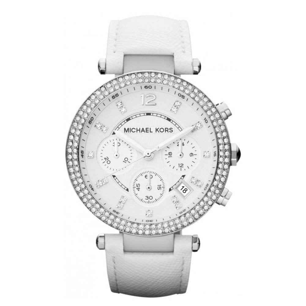 Michael Kors Parker MK2277 Women's White Dial Leather Chronograph Watch