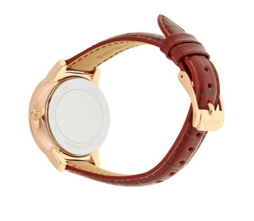 Back case of Michael Kors MK2430 burgundy leather women's wristwatch