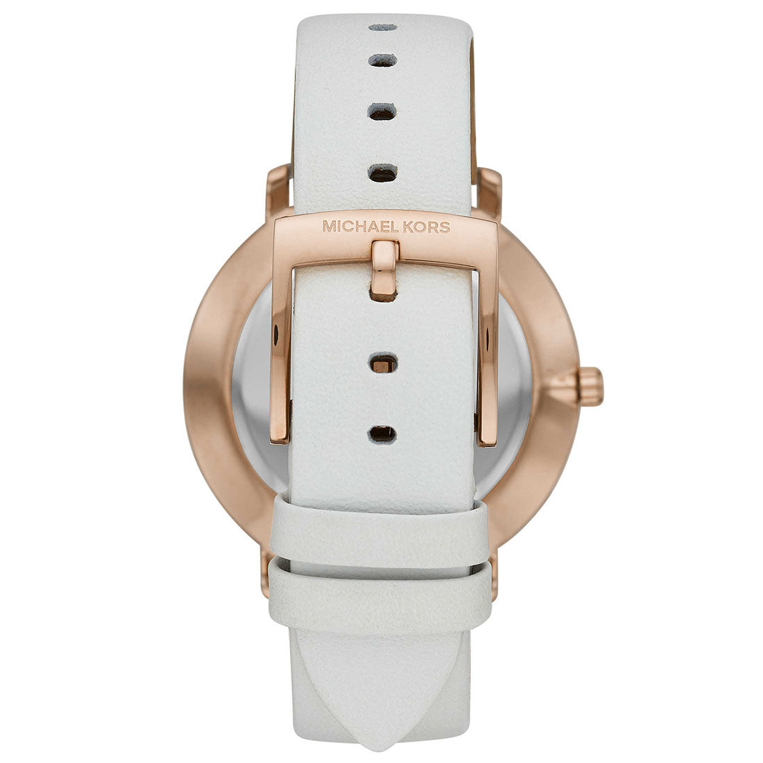 Back case of Michael Kors MK2800 white leather wristwatch