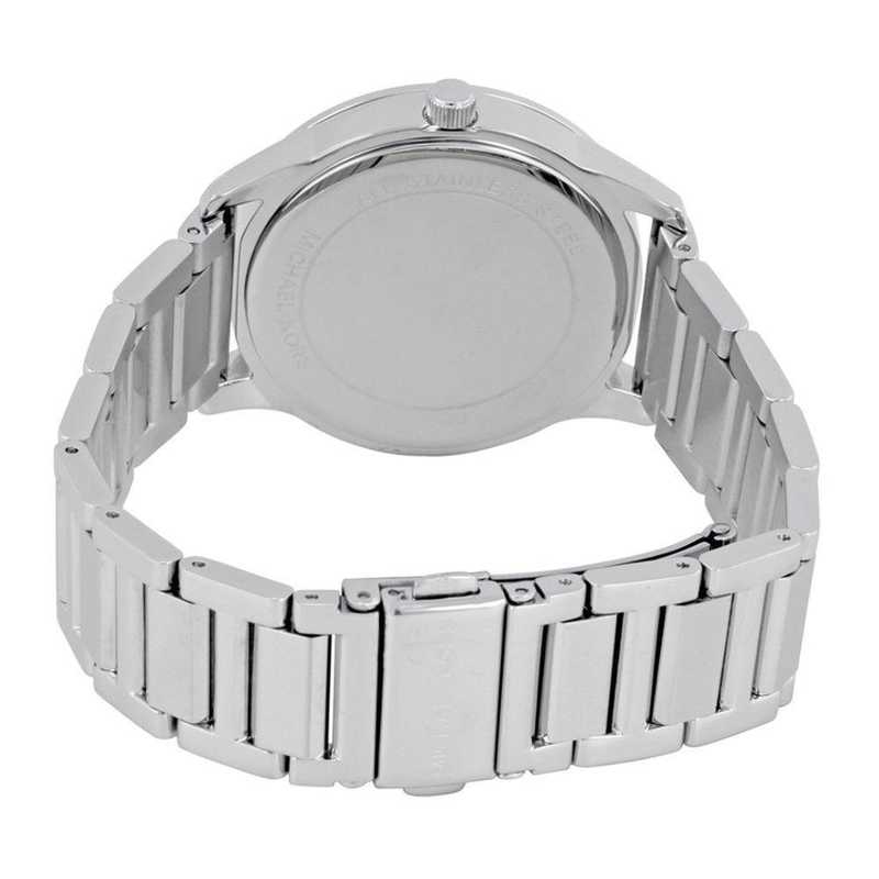 Back view of Michael Kors MK3672 quartz watch with stainless steel case