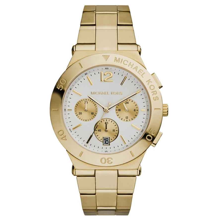 Michael Kors Gold Chronograph White Dial Stainless Steel Watch