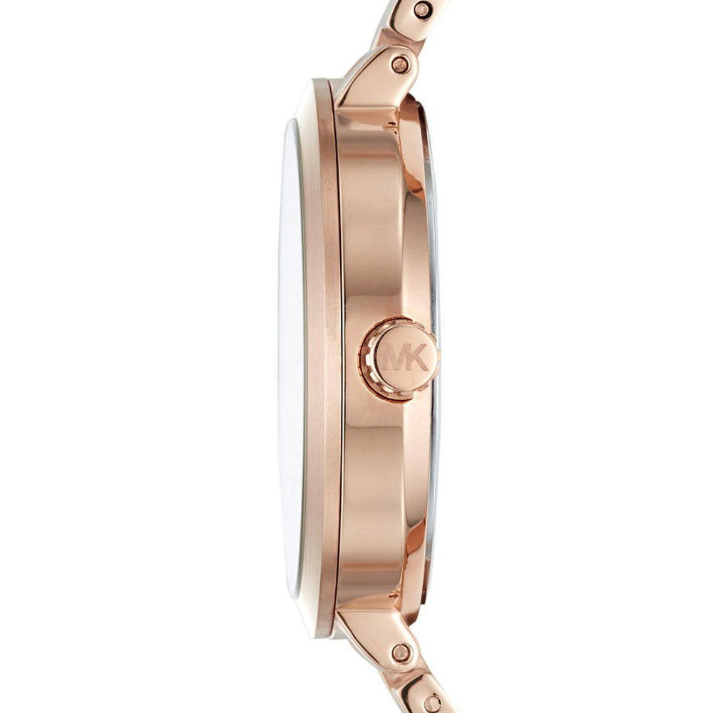 Side profile of Michael Kors Garner MK6409 rose gold women's watch