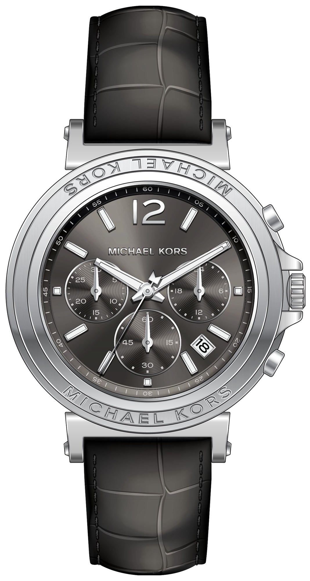 Michael Kors Maren MK7499 women's silver chronograph leather watch