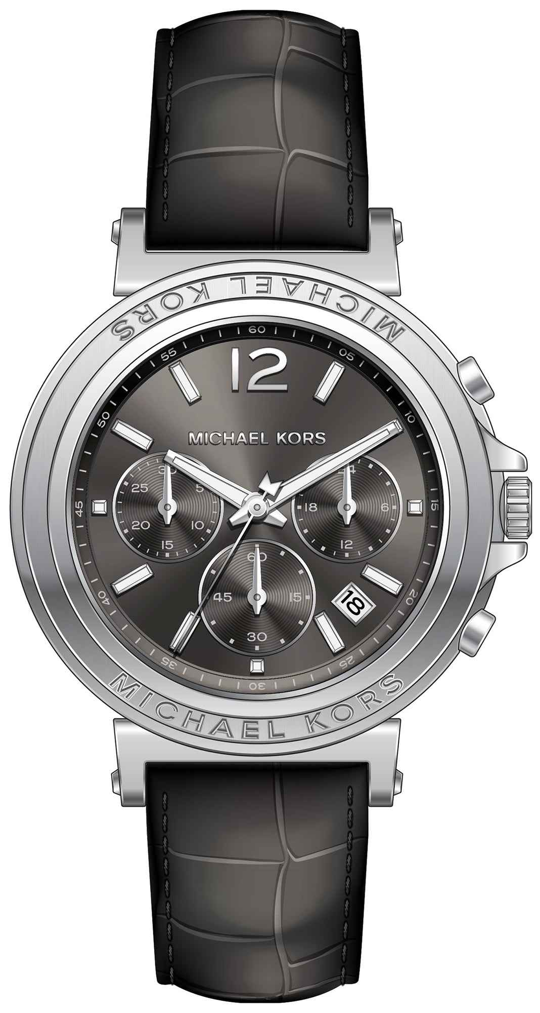 Michael Kors Maren MK7499 Women's Silver Chronograph Leather Watch