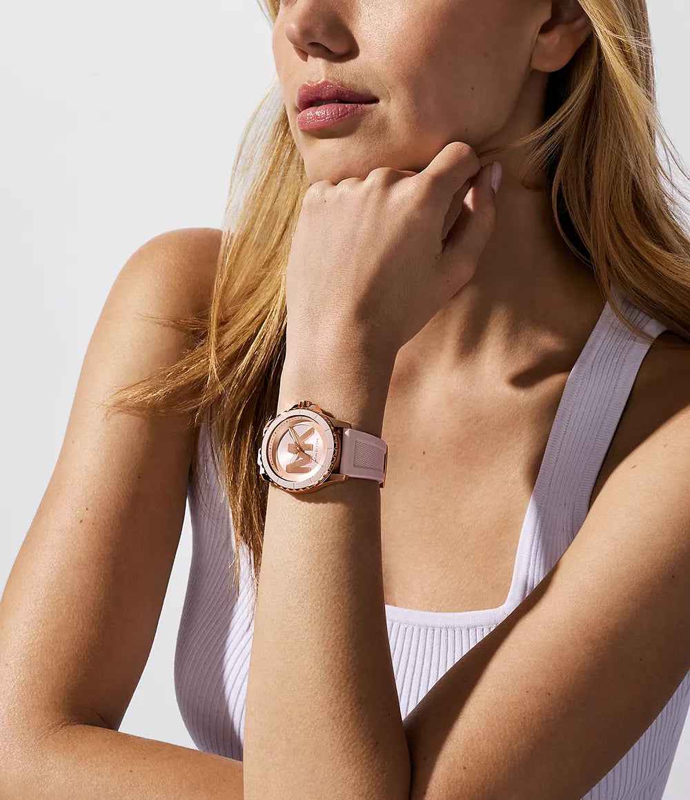 Michael Kors Everest MK7536 Women's Rose Gold Silicone Strap Watch