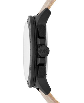 Side profile of Michael Kors Ryker MK8520 leather strap men's watch