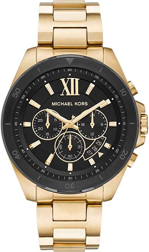 Michael Kors Brecken MK8848 Men's Black Dial Gold Stainless Steel Chronograph Watch