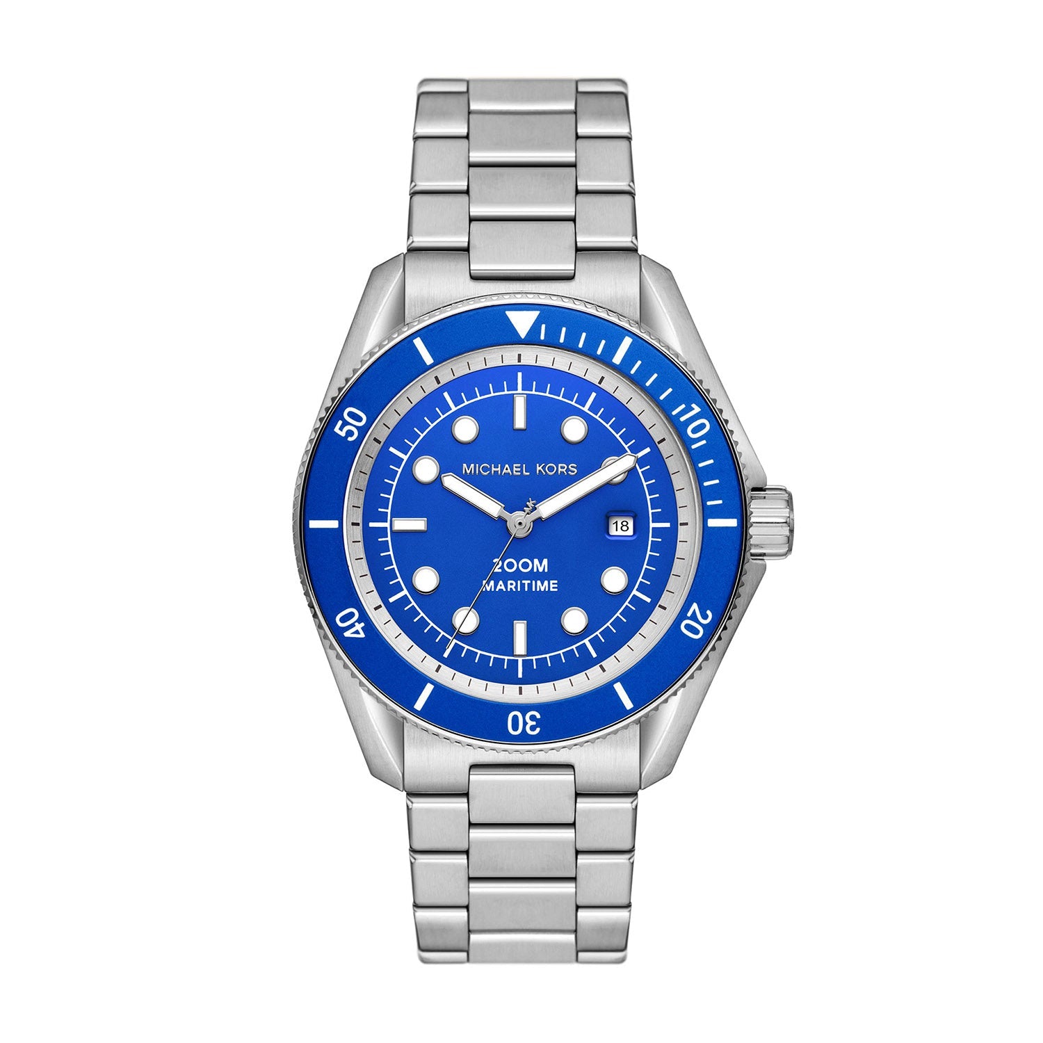 Michael Kors Maritime MK9160 men's blue dial silver stainless steel watch front view