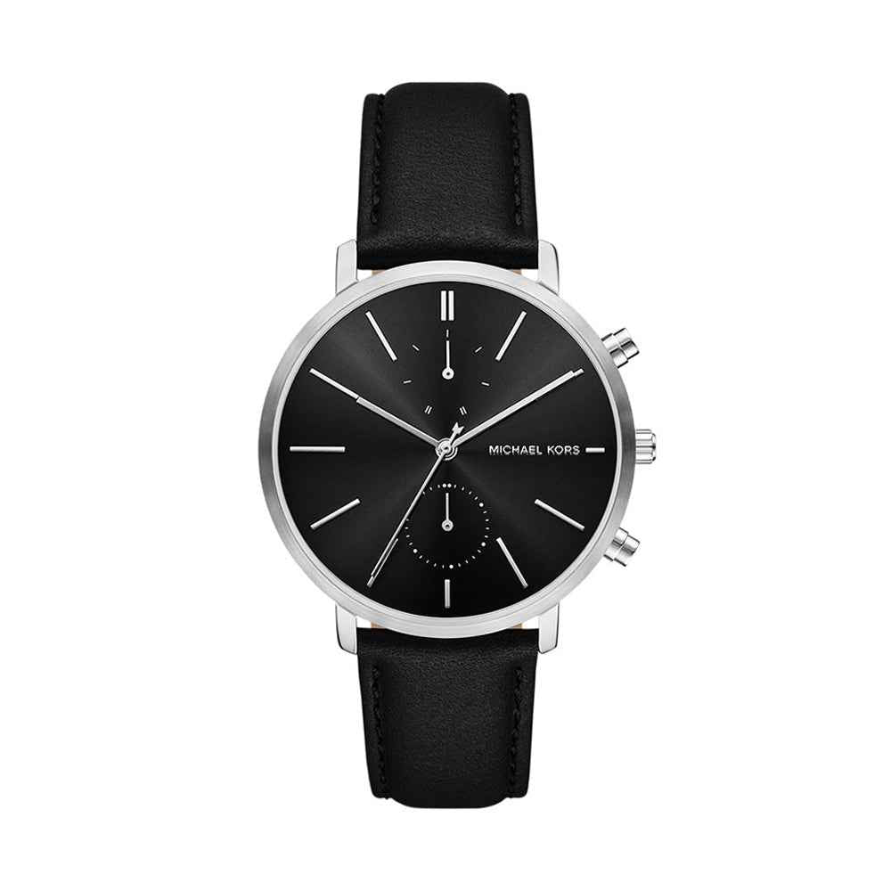 Michael Kors Men's Black Leather Chronograph Watch 42mm Quartz