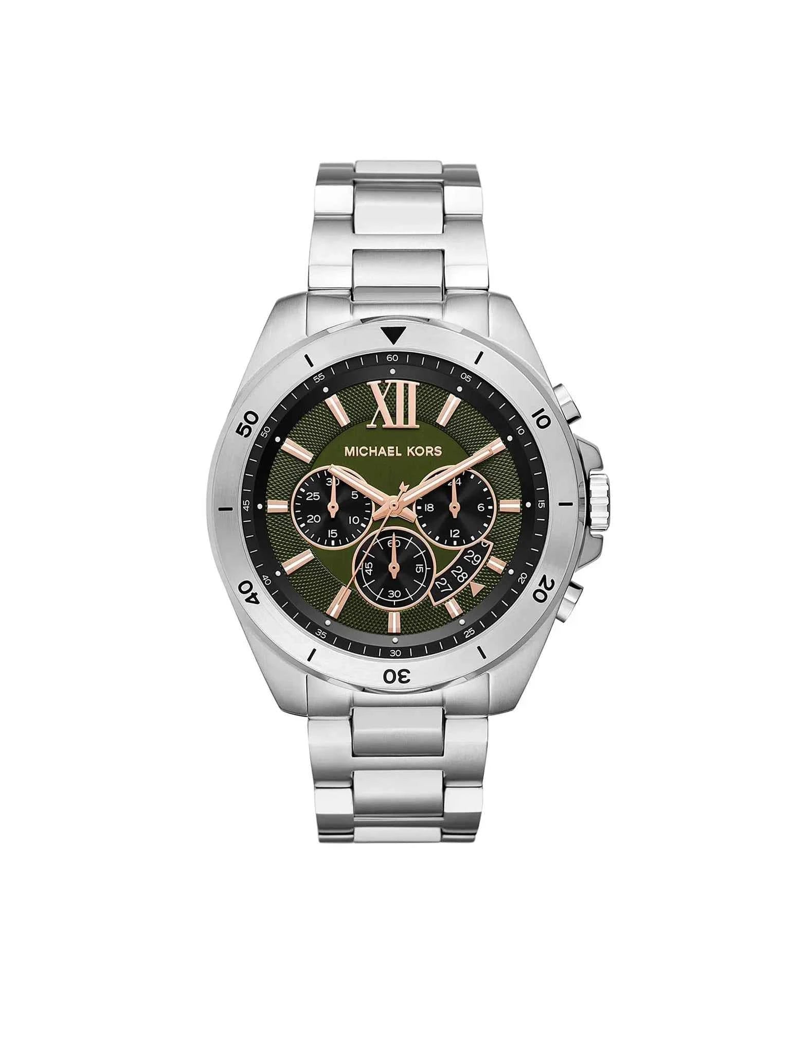 Michael Kors Brecken MK8984 Men's Green Dial Silver Stainless Steel Watch