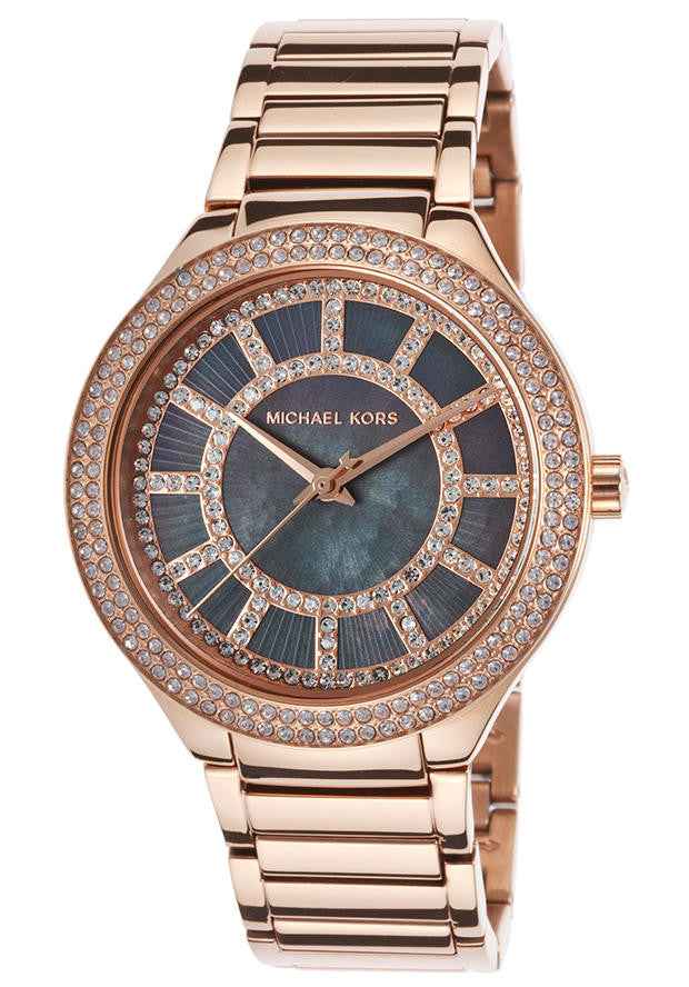 Michael Kors Kerry MK3397 Women's Black Mother of Pearl Dial Rose Gold Stainless Steel Watch