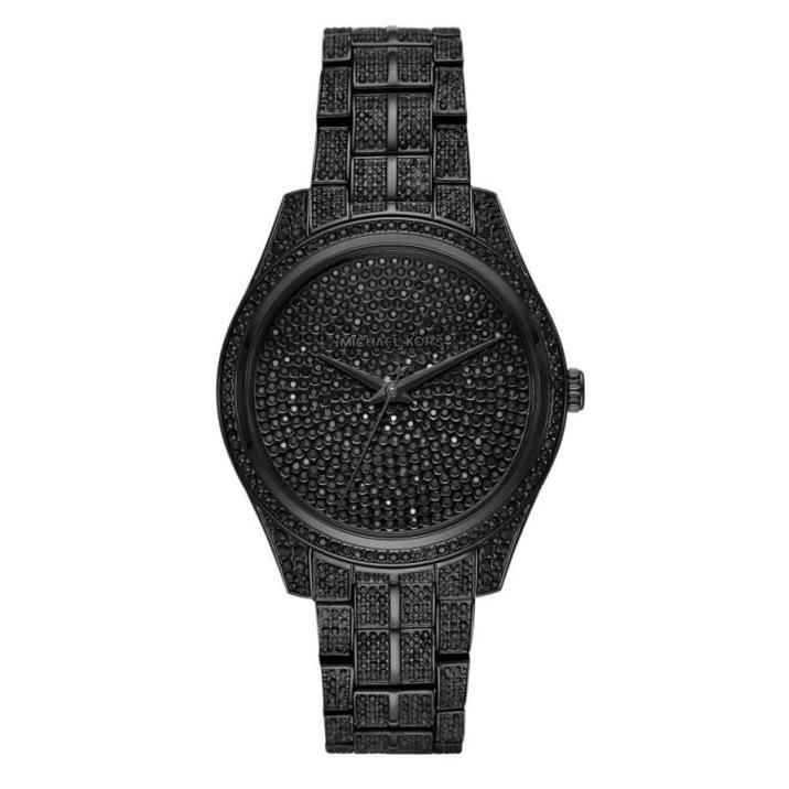 Michael Kors Lauryn MK3980 Women's Black Dial Black-Tone Stainless Steel Pavé Watch