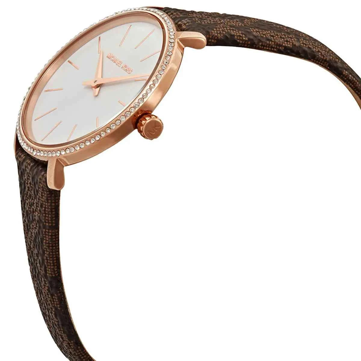 Michael Kors Pyper Gift Set MK1036 Women's White Dial Brown Strap Watch