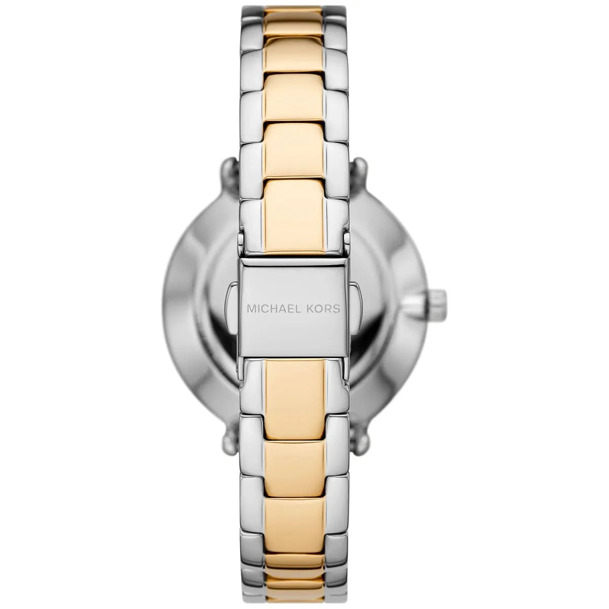 Back case of Michael Kors MK1041 two-tone stainless steel women's wristwatch