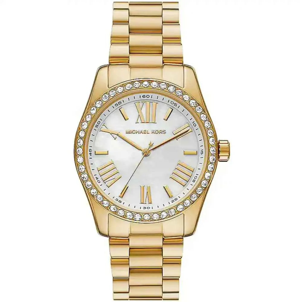 Michael Kors Lexington Gift Set MK1079SET Women's Mother-of-Pearl Dial Gold-Tone Stainless Steel Watch