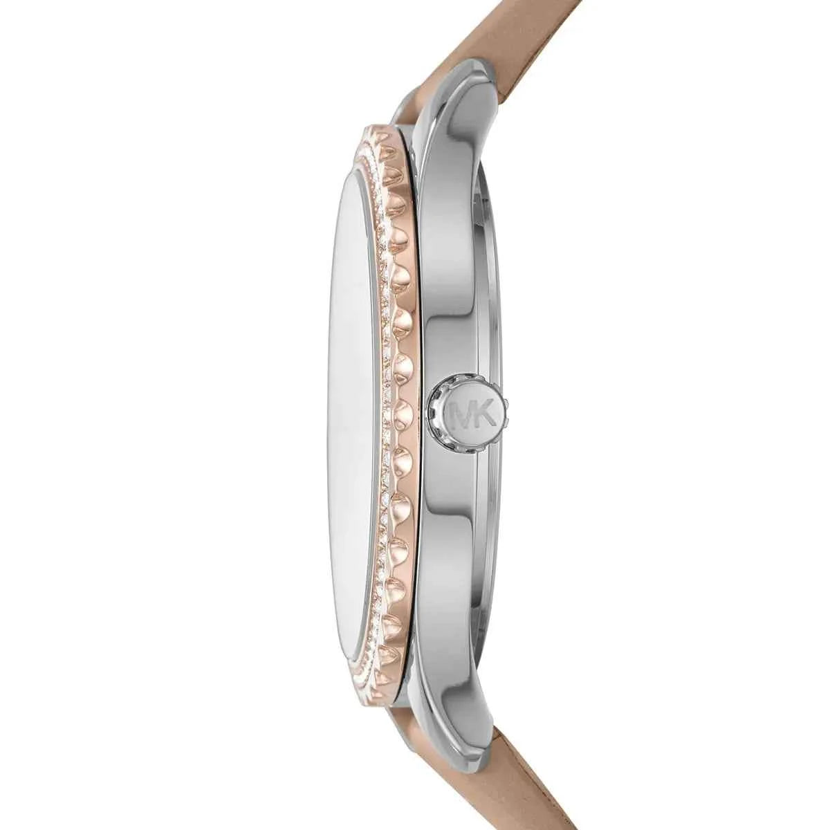 Michael Kors Layton MK2910 Women's Mother of Pearl Dial Beige Leather Watch