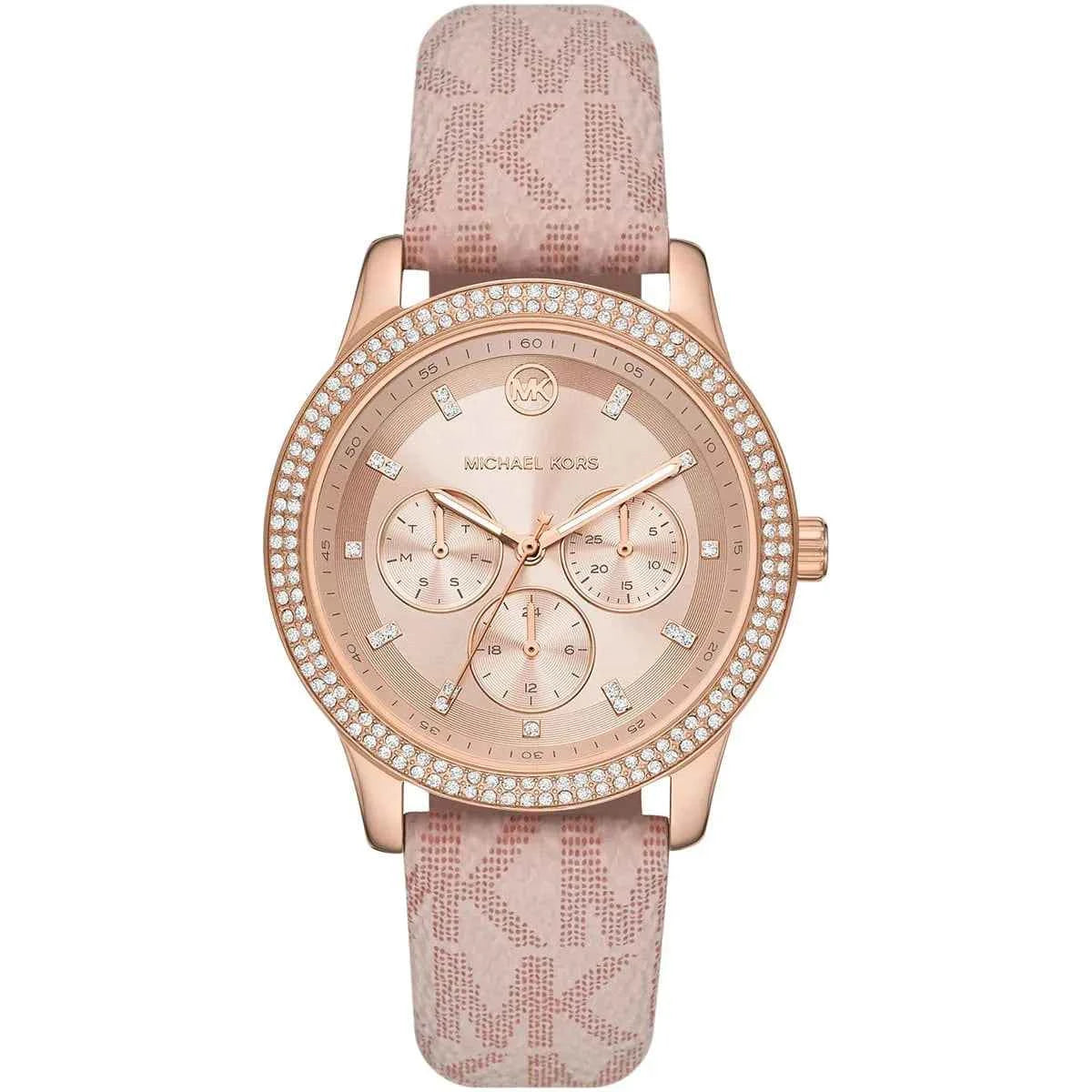 Michael Kors Tibby MK2955 Women's Rose Gold Leather Crystal Watch