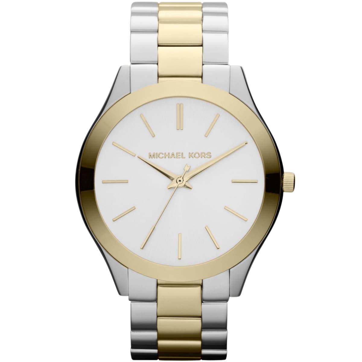 Michael Kors Runway MK3198 women's silver dial two-tone stainless steel watch front view