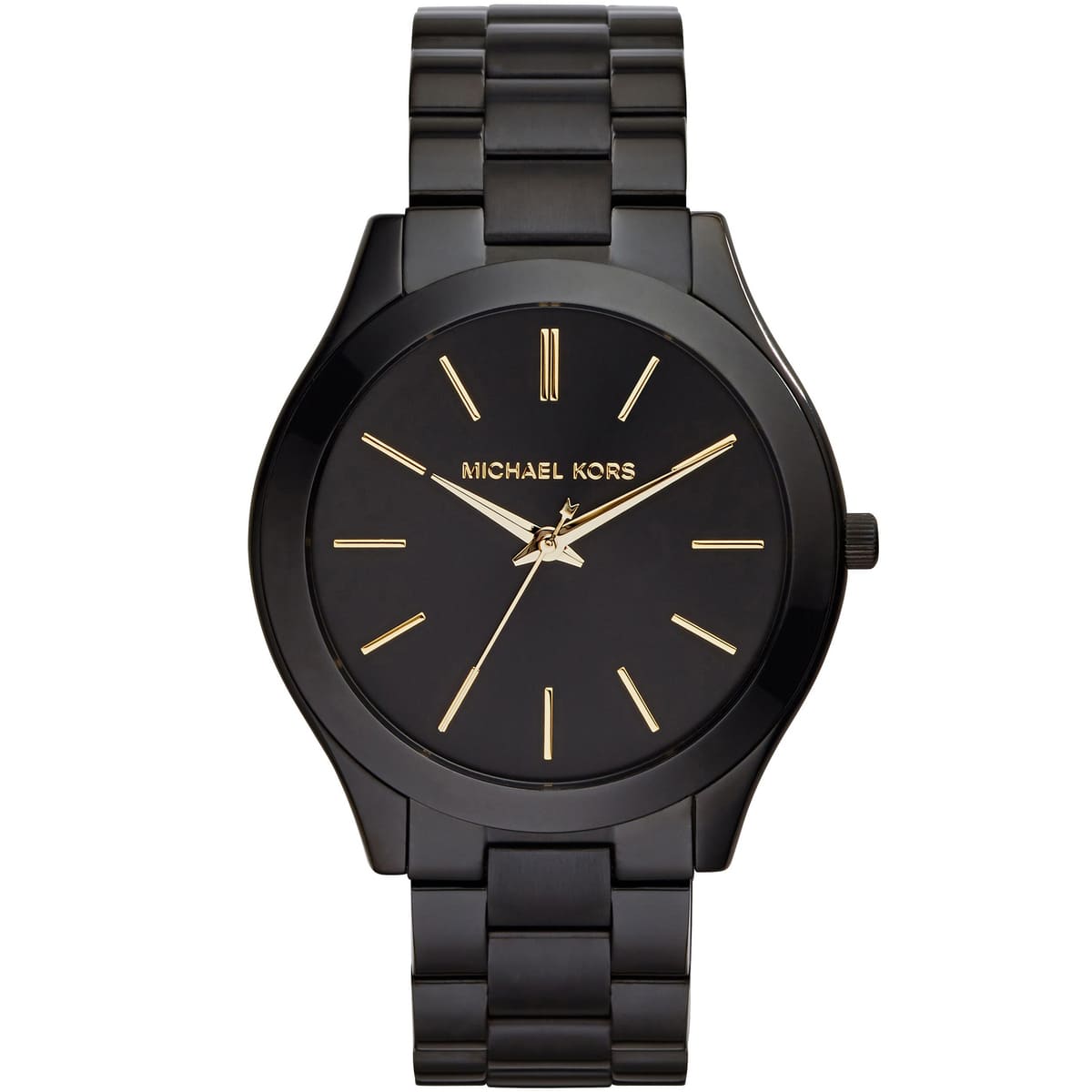 Michael Kors Runway MK3221 women's black dial black stainless steel watch front view