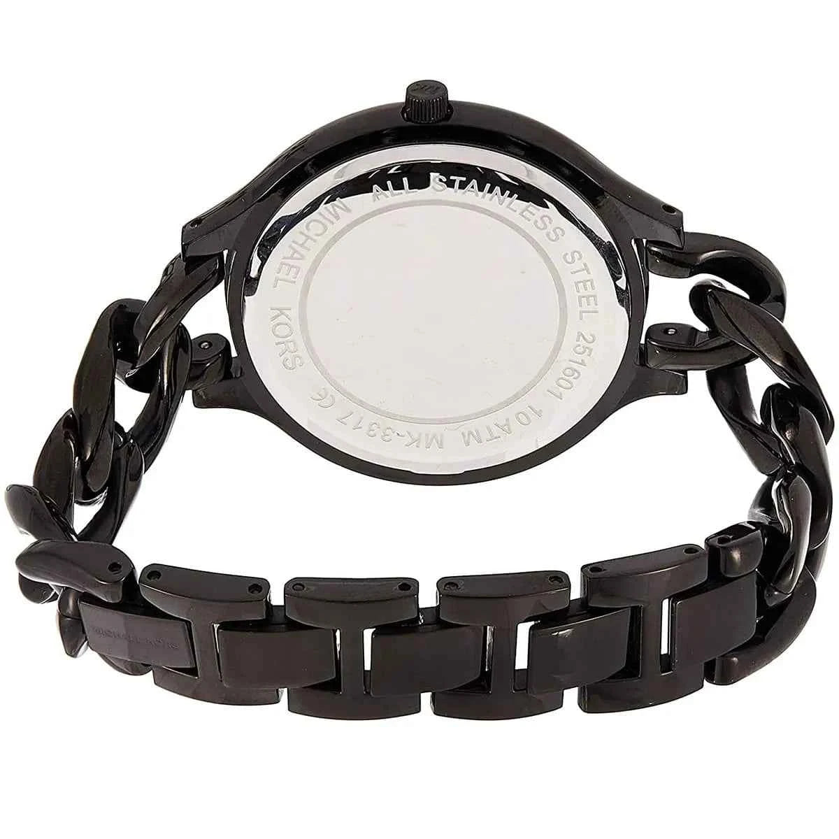 Michael Kors Slim Runway MK3317 Women's Black Dial Black Stainless Steel Watch
