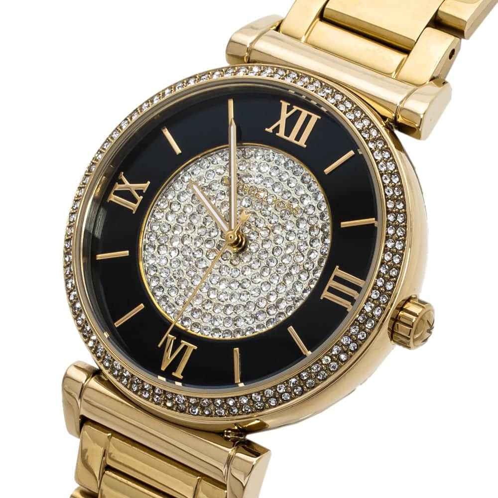 Michael Kors Catlin MK3338 Women's Black Dial Gold Stainless Steel Watch