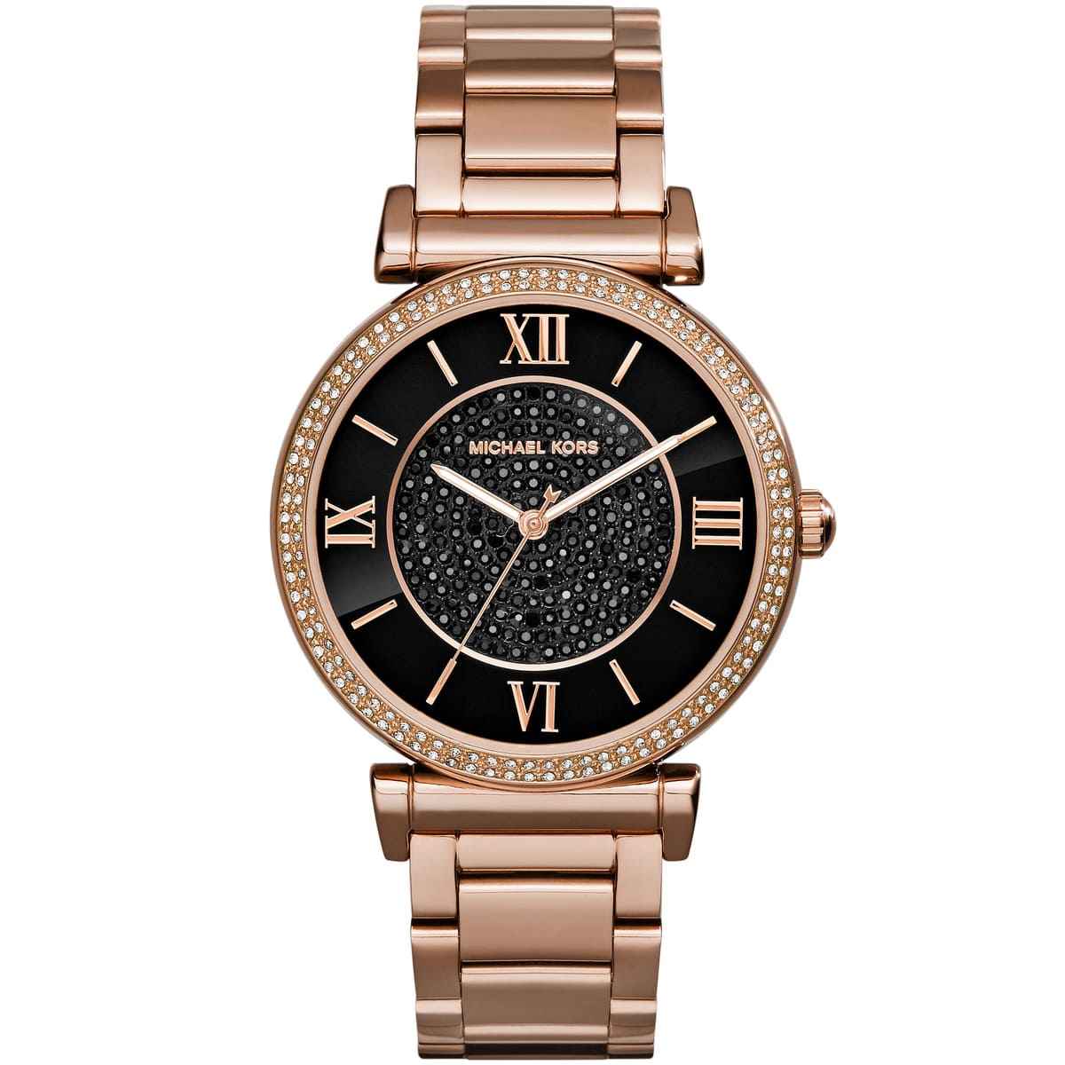 Michael Kors Catlin MK3356 Women's Black Dial Rose Gold Stainless Steel Watch