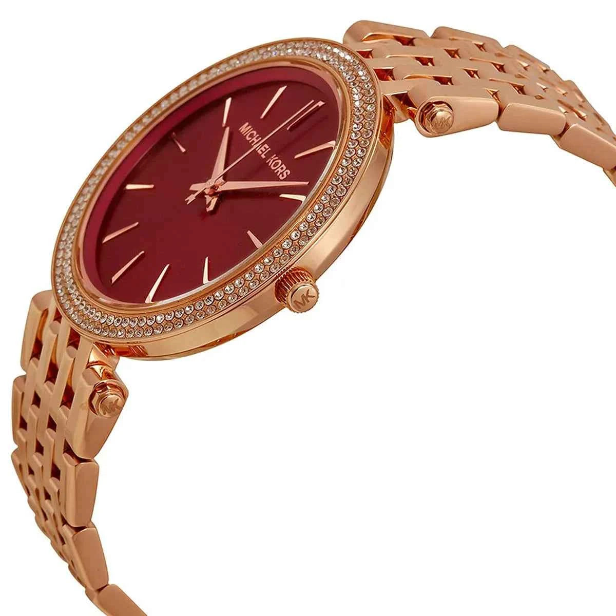 Michael Kors Darci MK3378 Women's Red Dial Rose Gold Stainless Steel Watch