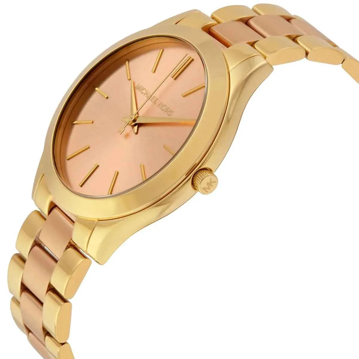 Michael Kors Runway Slim MK3493 Women's Pink Dial Pink & Gold Stainless Steel Watch