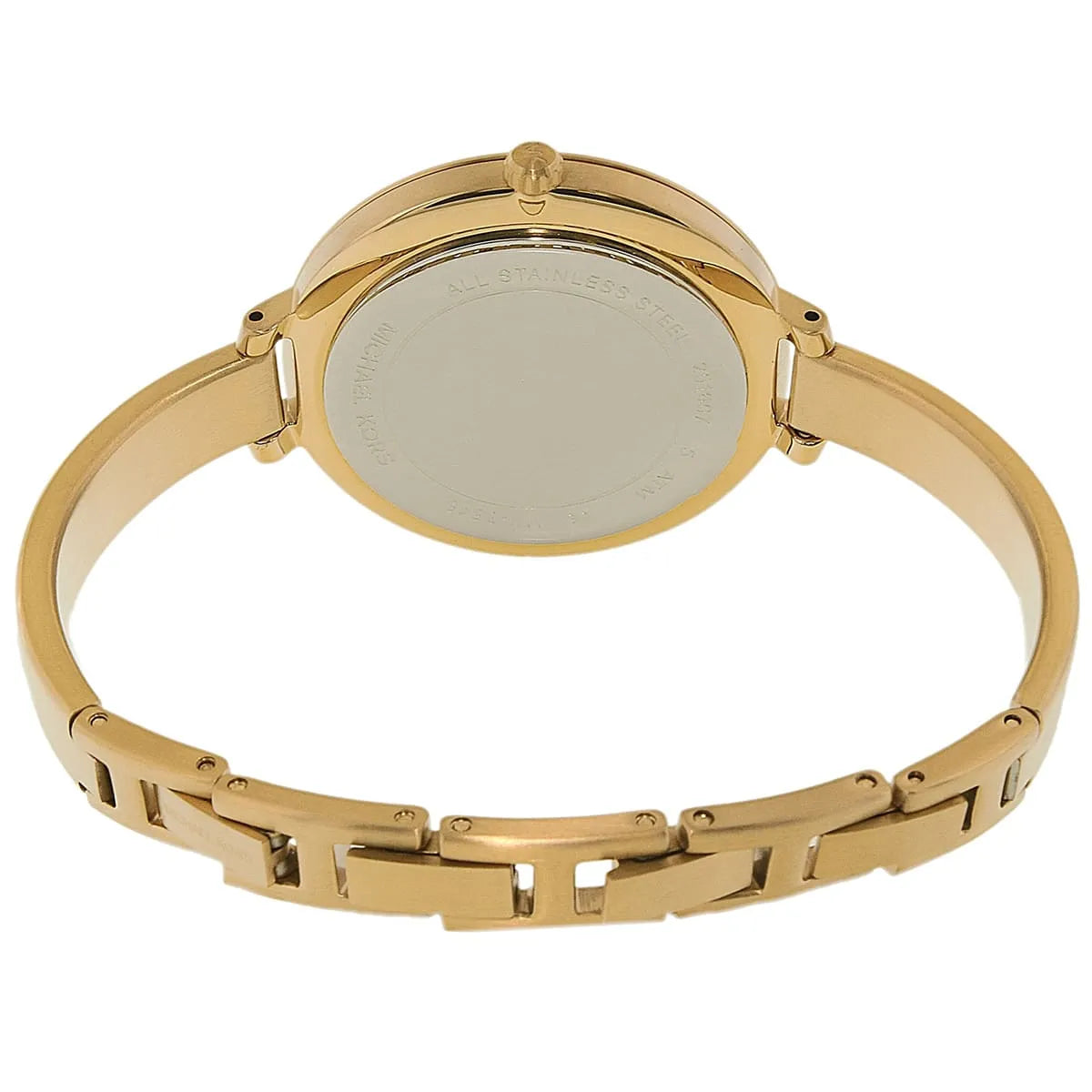 Back view of Michael Kors MK3546 quartz watch with gold stainless steel case