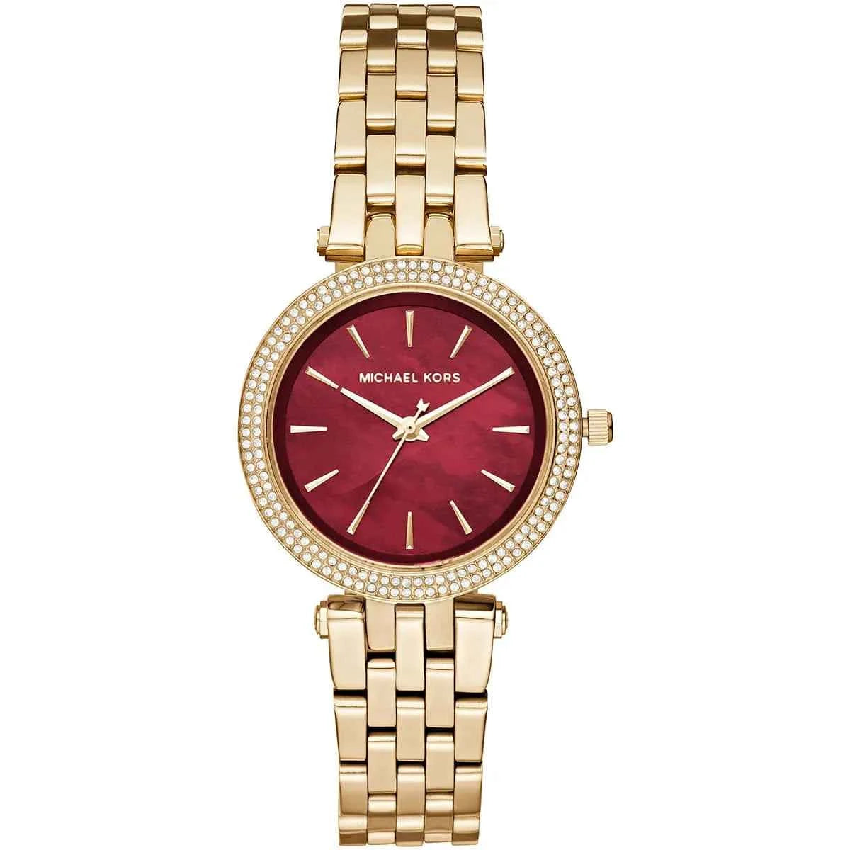 Michael Kors Darci Mini MK3583 Women's Red Dial Gold Stainless Steel Watch
