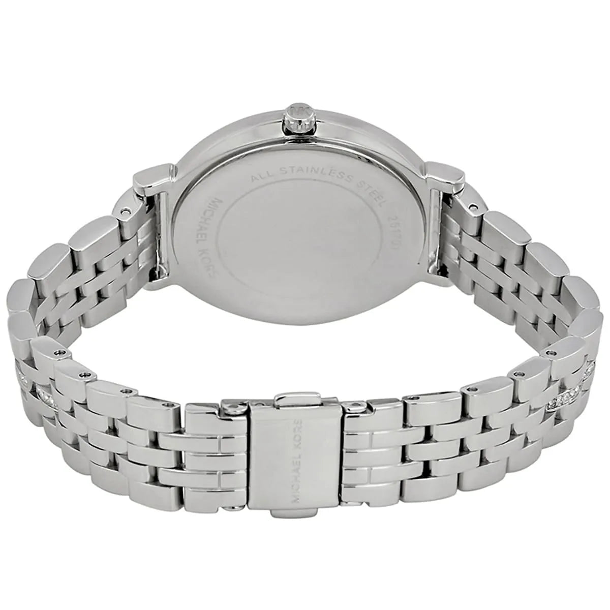 Back view of Michael Kors MK3641 quartz watch with silver stainless steel case