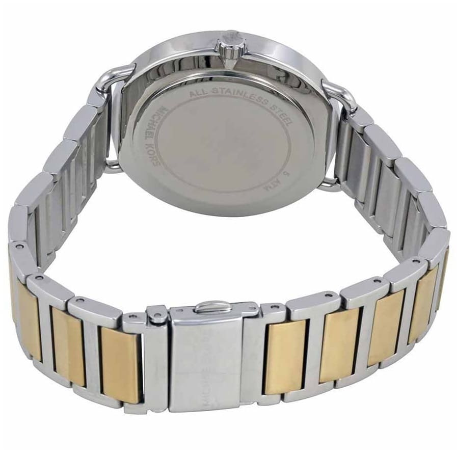 Back view of Michael Kors MK3679 quartz watch with stainless steel case