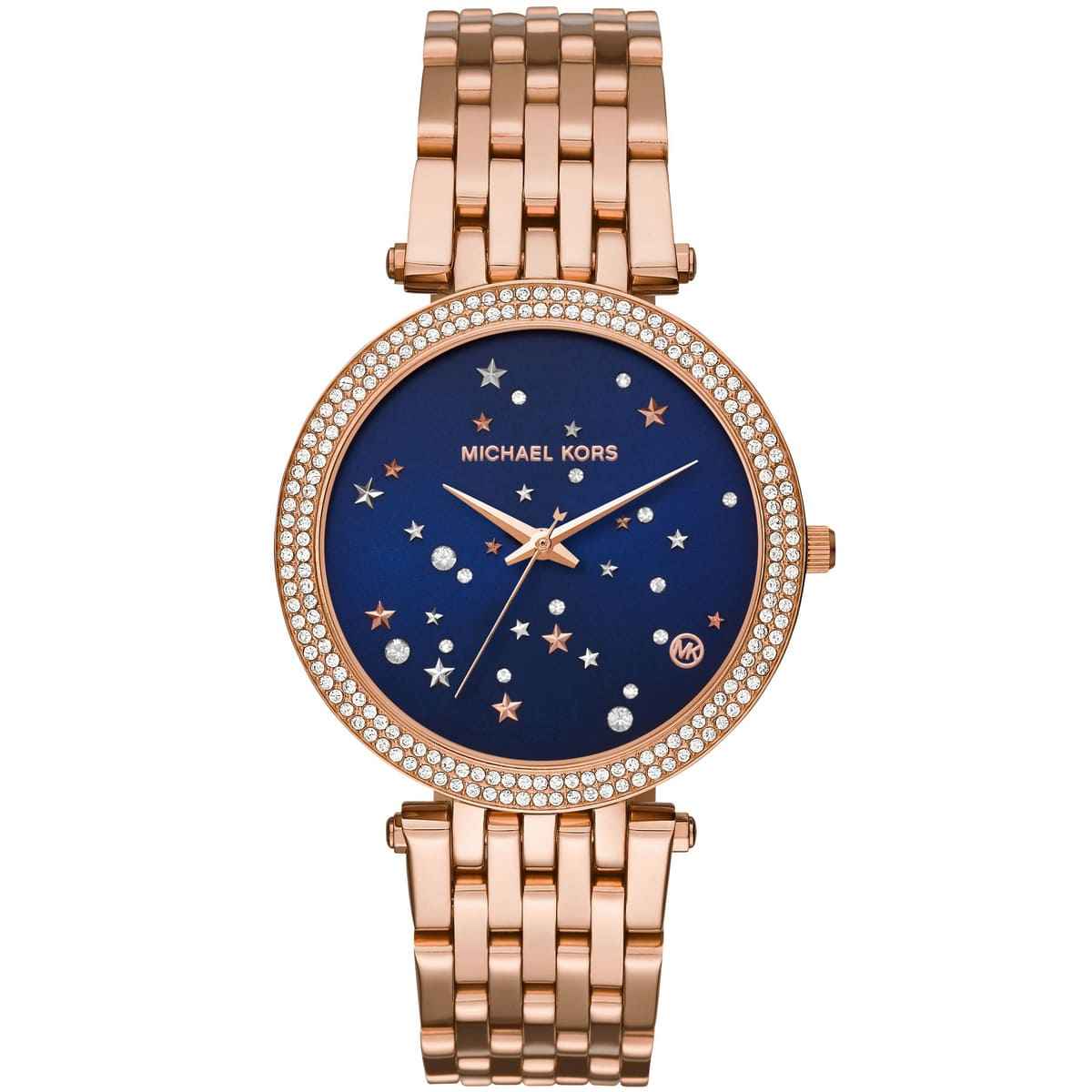 Rose gold front view of Michael Kors Darci MK3728 women's stainless steel watch
