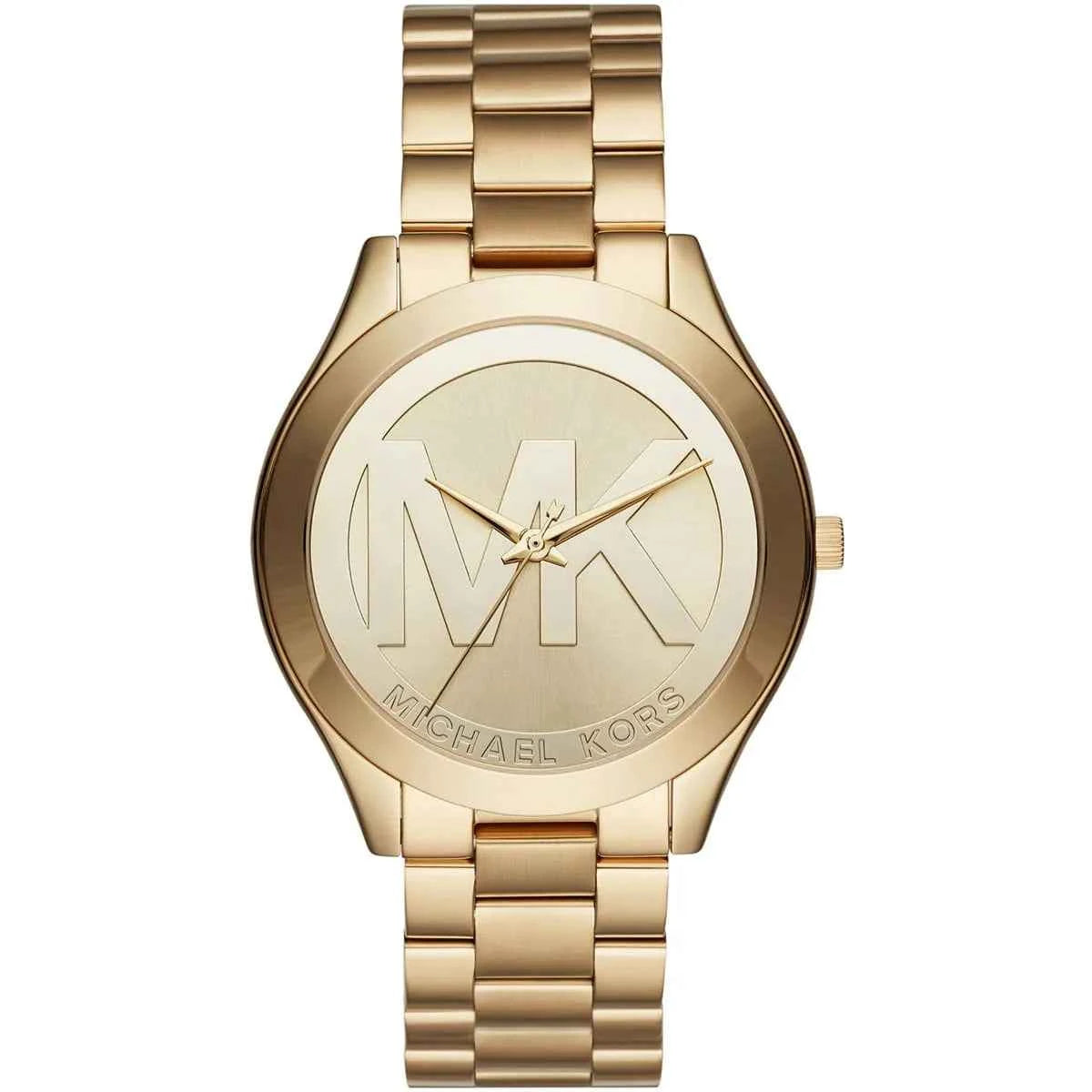 Gold front view of Michael Kors Runway Slim MK3739 women's stainless steel watch