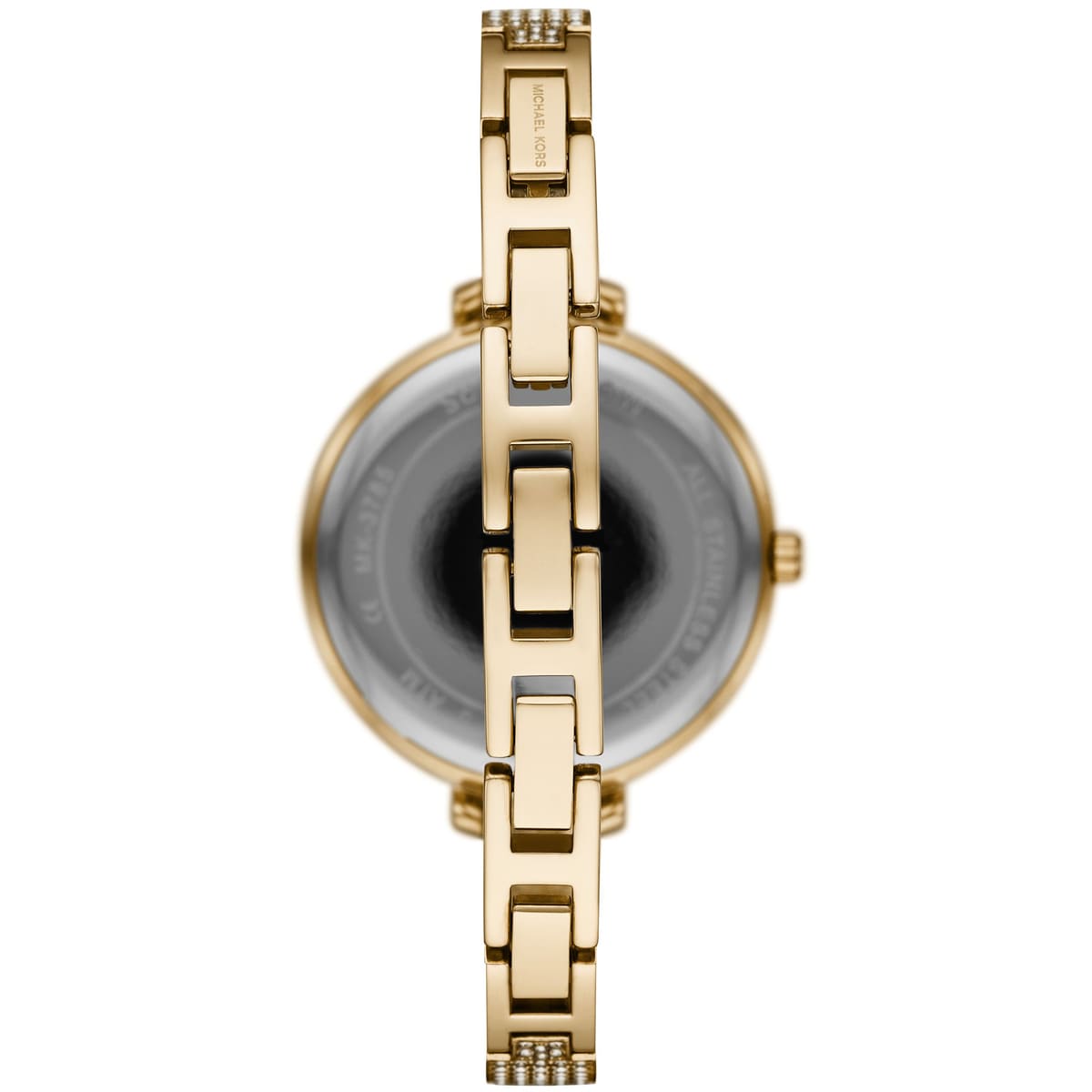 Back view of Michael Kors MK3784 quartz watch with gold stainless steel case