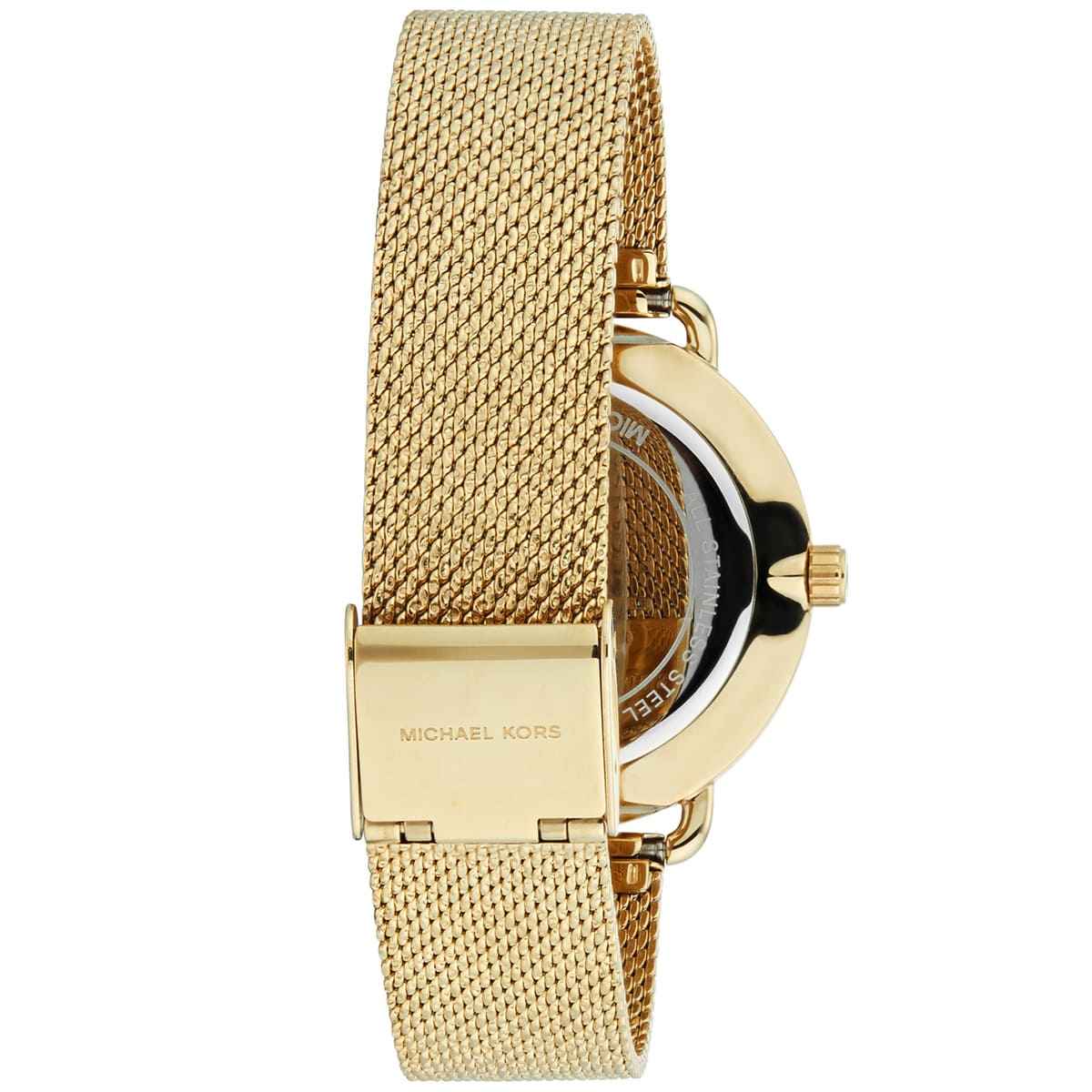 Back view of Michael Kors MK3844 quartz watch with gold stainless steel case