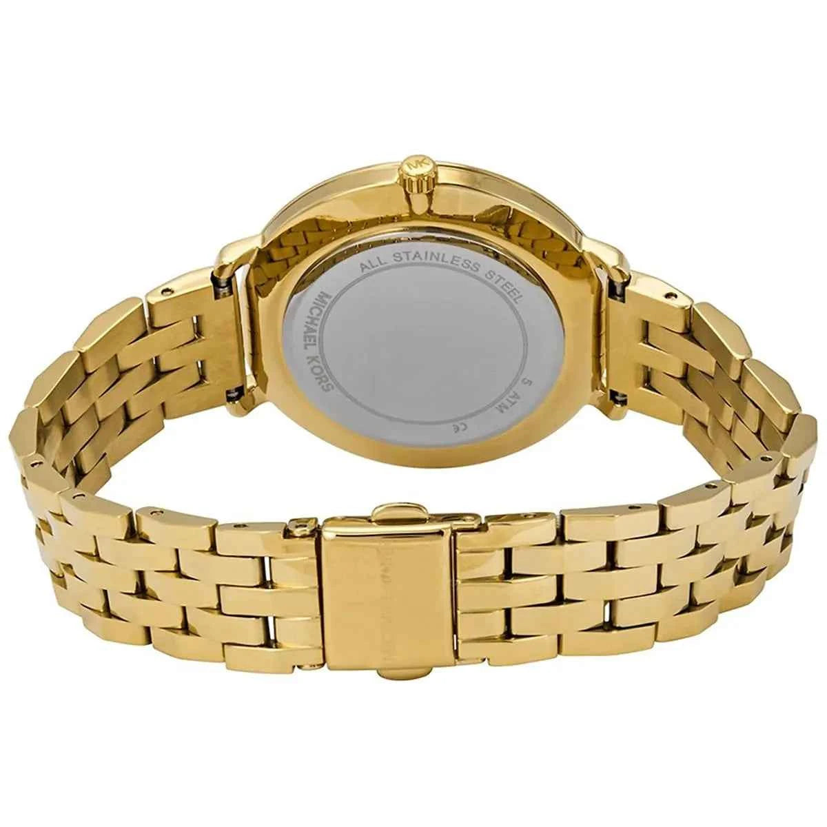 Back view of Michael Kors MK3898 quartz watch with gold stainless steel case