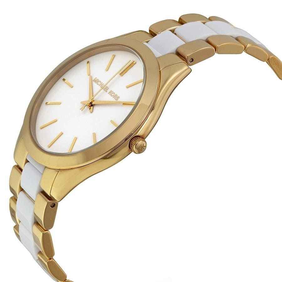 Michael Kors Slim Runway MK4295 Women's White Dial Gold & White Stainless Steel Watch