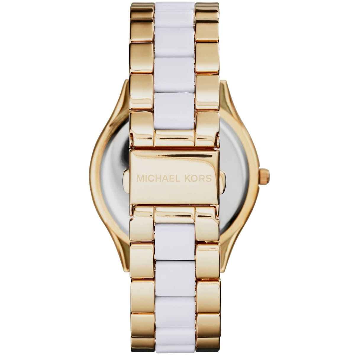 Michael Kors Slim Runway MK4295 Women's White Dial Gold & White Stainless Steel Watch