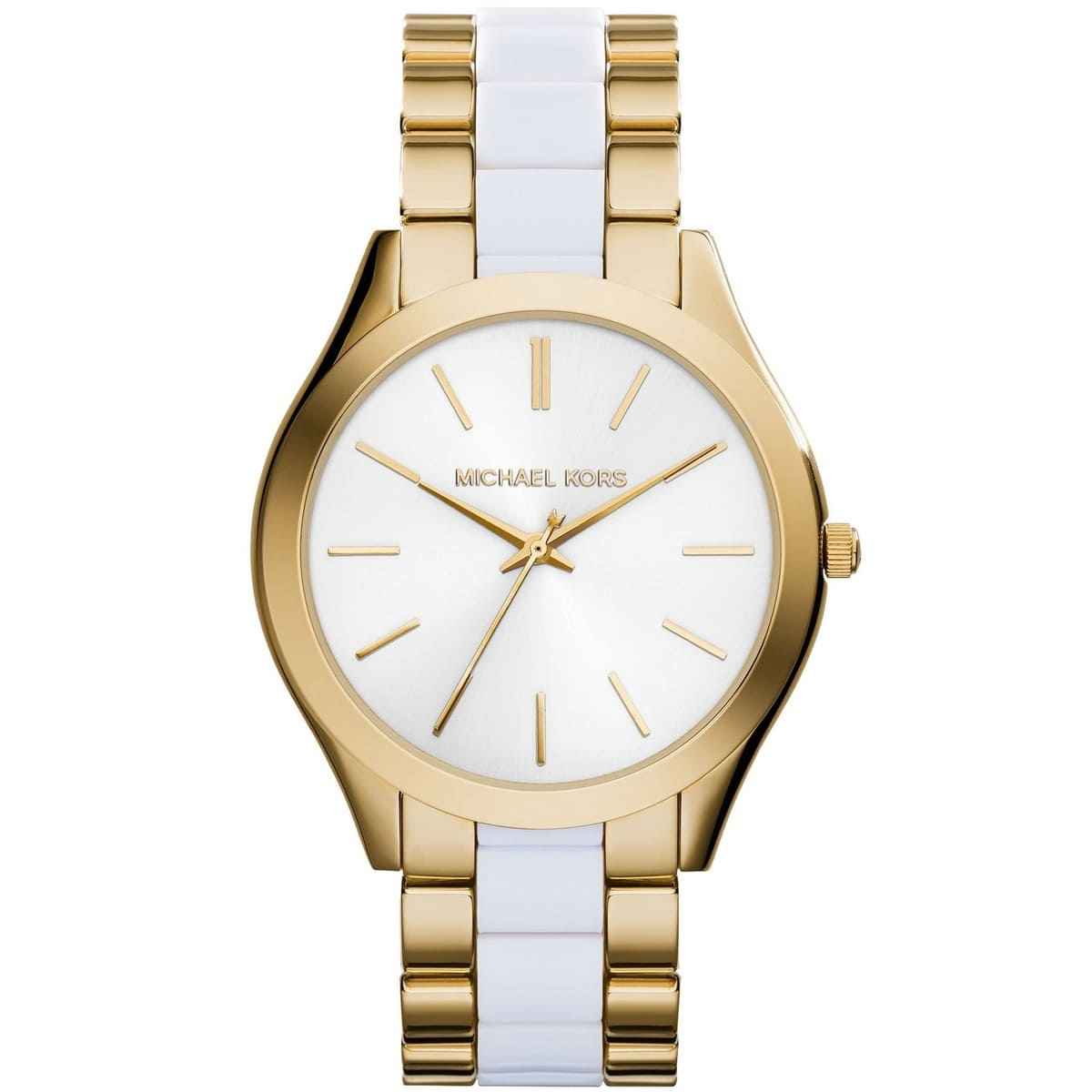 Michael Kors Slim Runway MK4295 Women's White Dial Gold & White Stainless Steel Watch