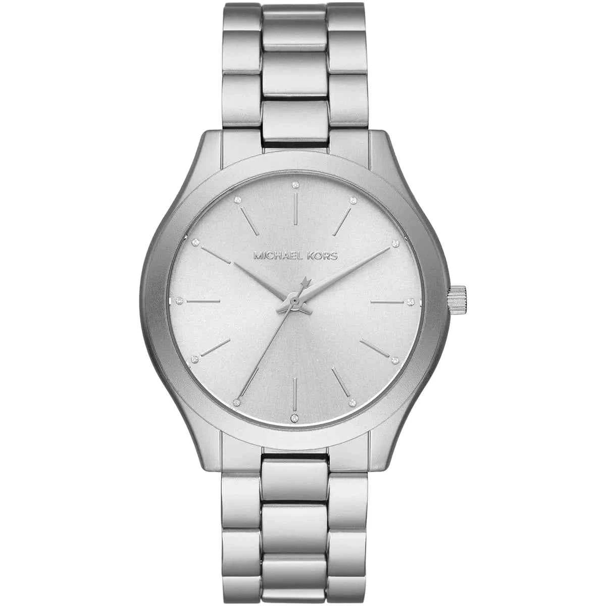 Michael Kors Runway Slim MK4502 women's silver dial silver stainless steel watch front view