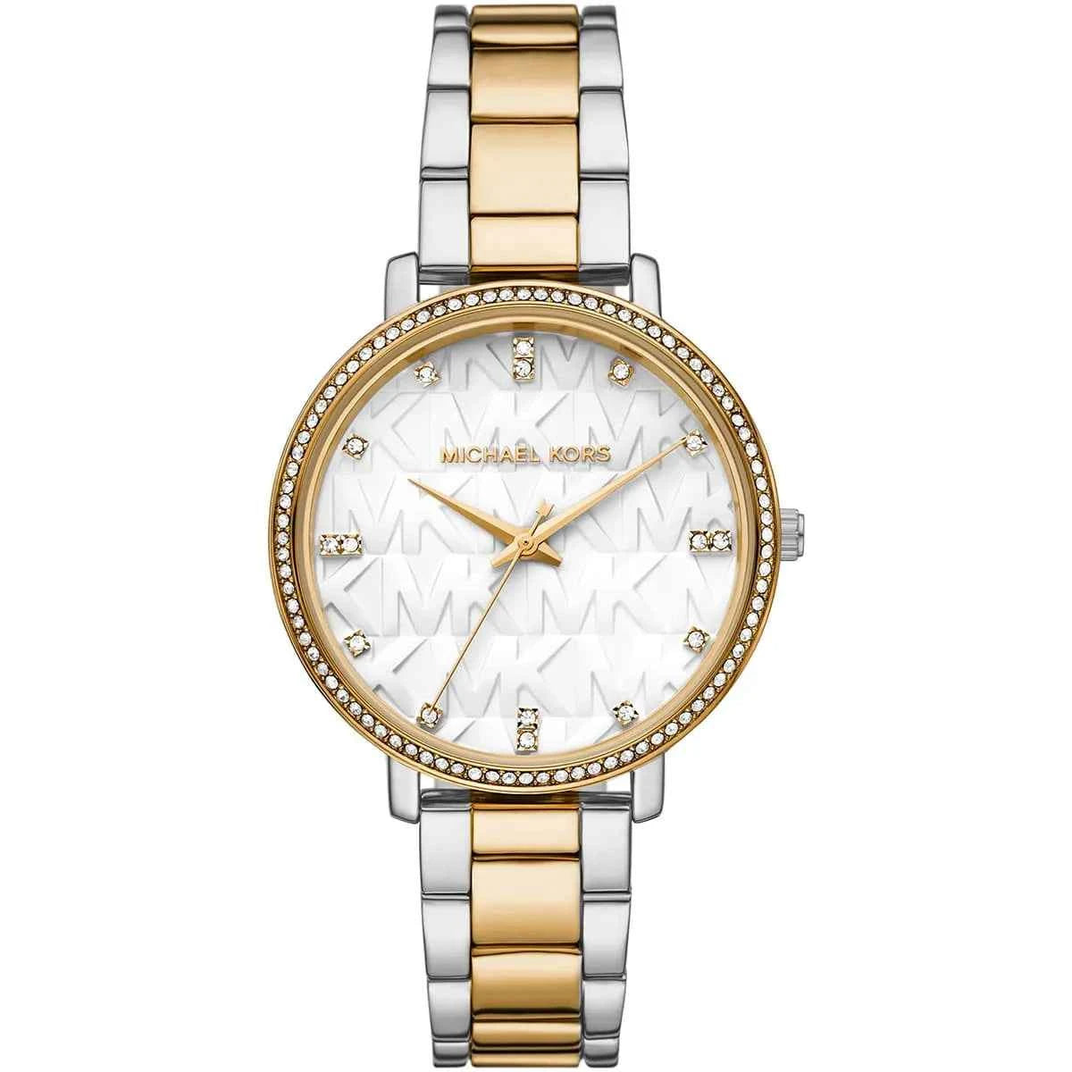 Michael Kors Pyper MK4595 Women's White Dial Two-Tone Stainless Steel Watch
