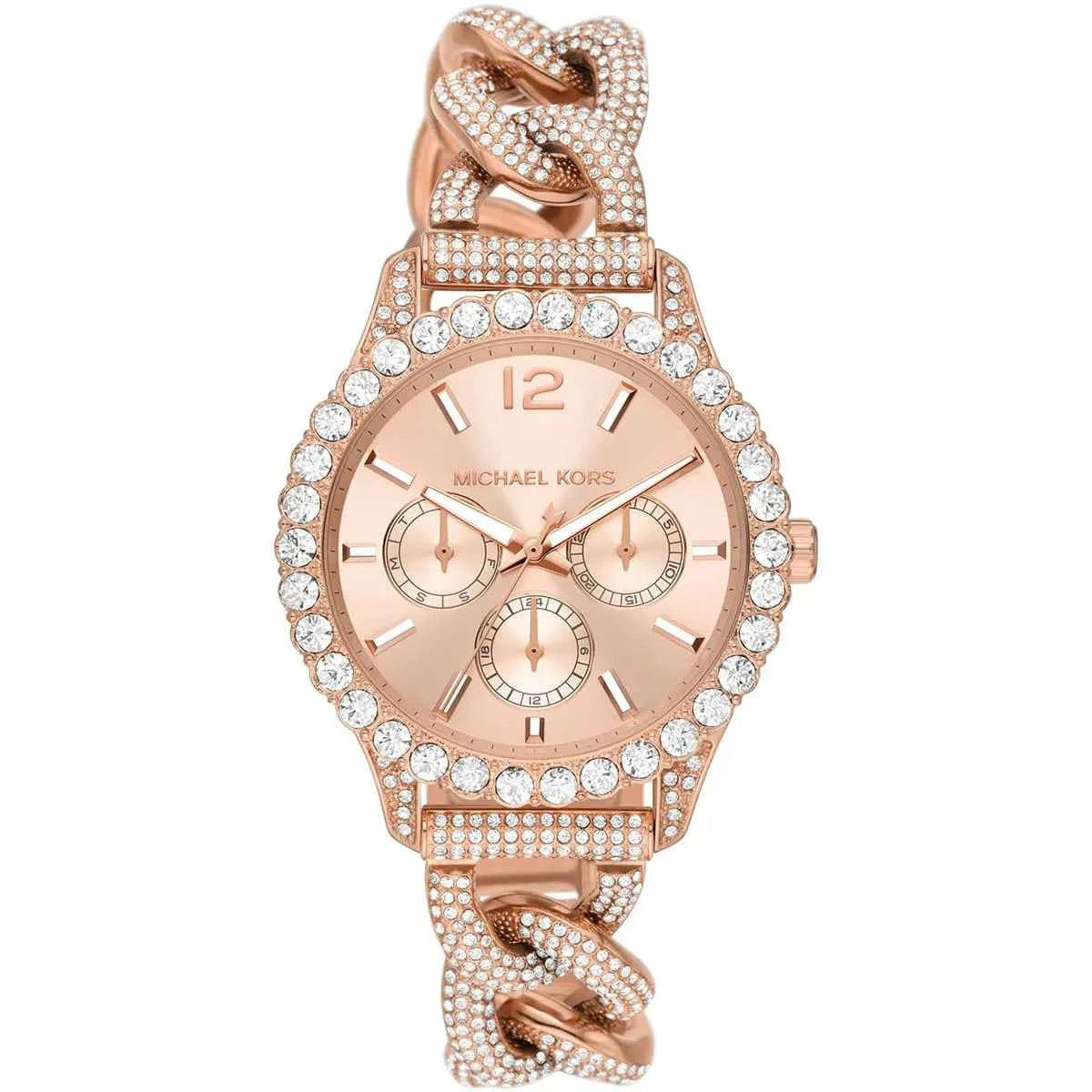 Michael Kors Layton Mid MK4654 women's rose gold stainless steel watch front view