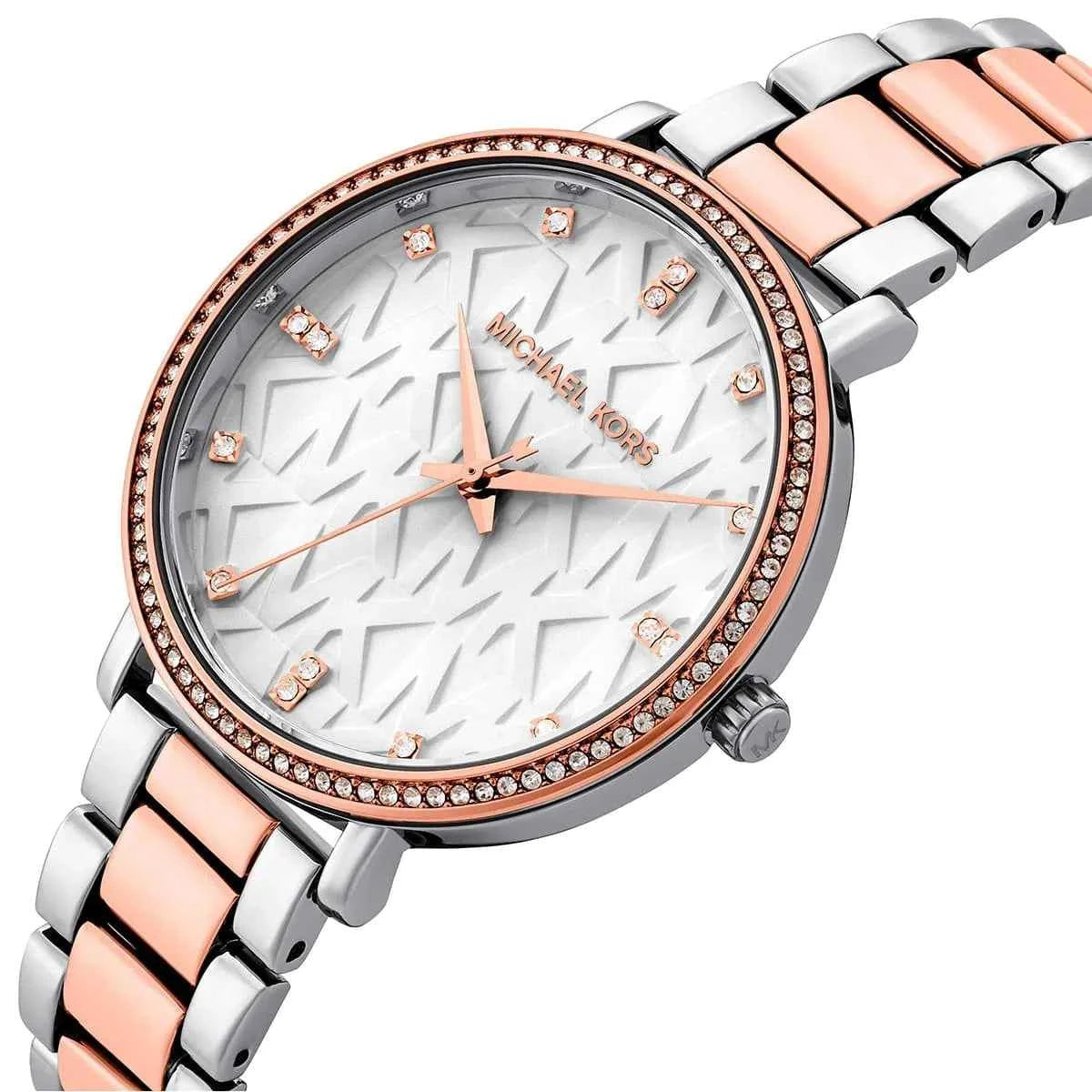Michael Kors Pyper MK4667 Women's White Dial Two-Tone Stainless Steel Watch