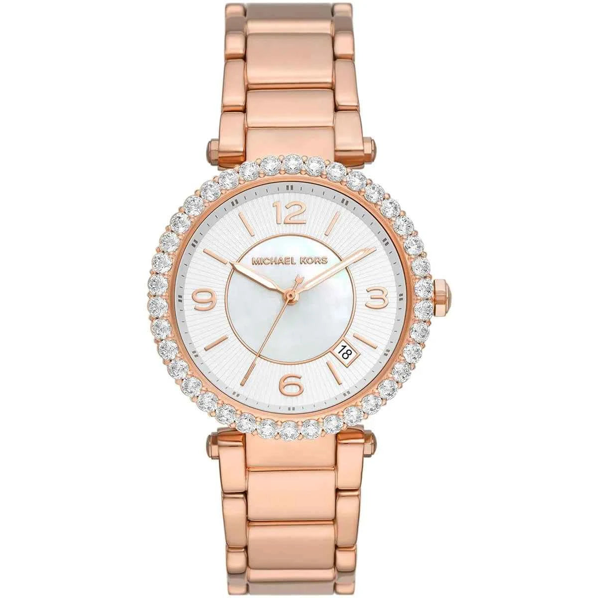 Michael Kors Parker MK4695 Women's White Dial Rose Gold Stainless Steel Watch