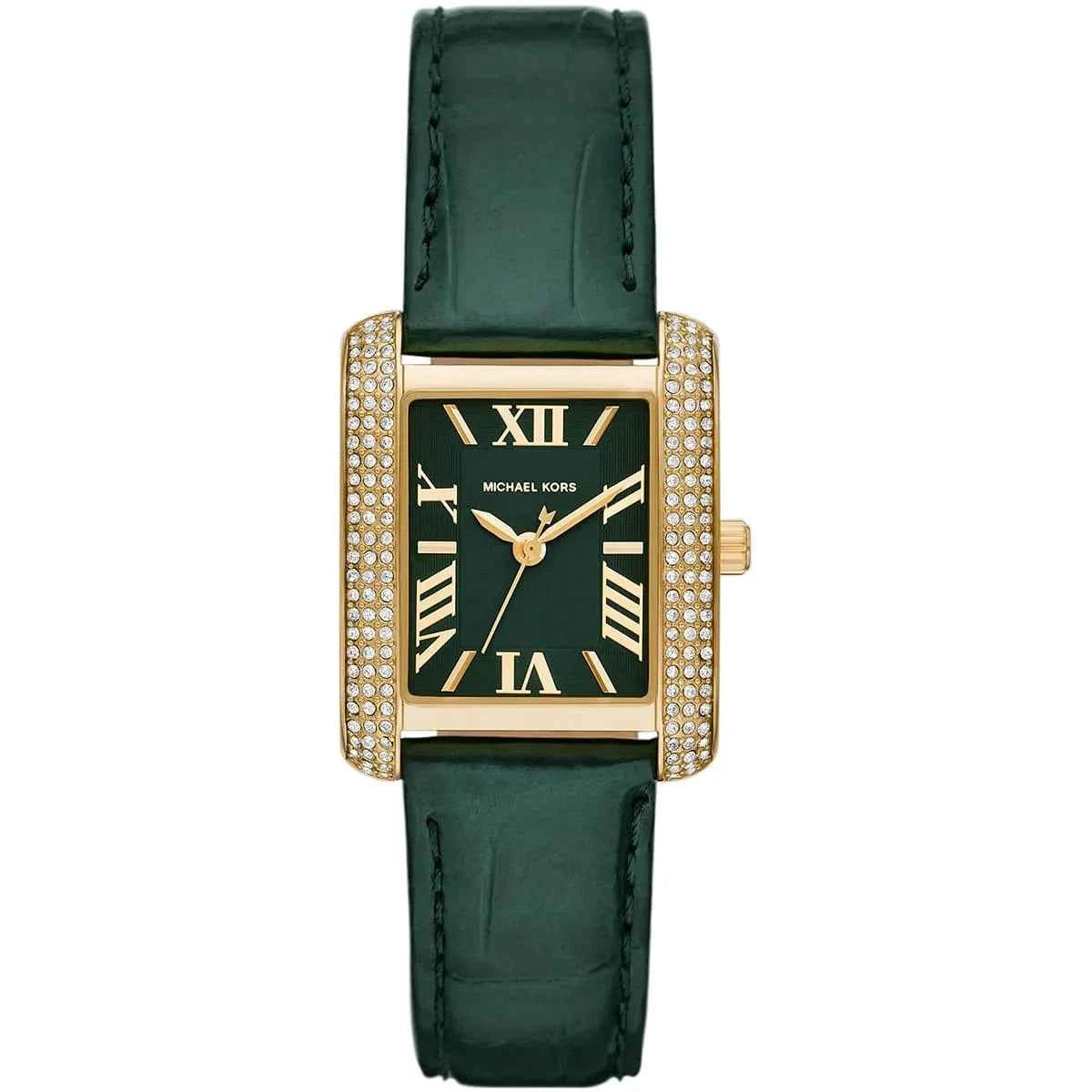 Michael Kors Emery MK4697 Women's Black Dial Green Leather Strap Watch
